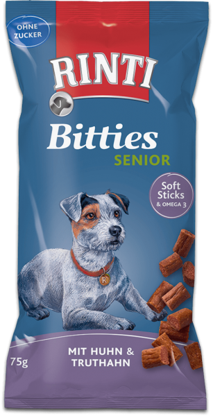 Rinti Bitties Senior | Huhn &amp; Truthahn | Hundesnacks 75g
