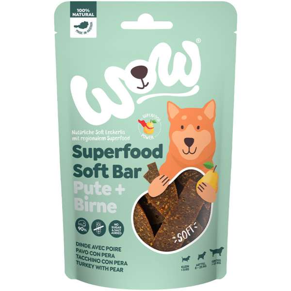 WOW Superfood Soft Bar | mit Pute &amp; Birne | 150g Hundesnacks