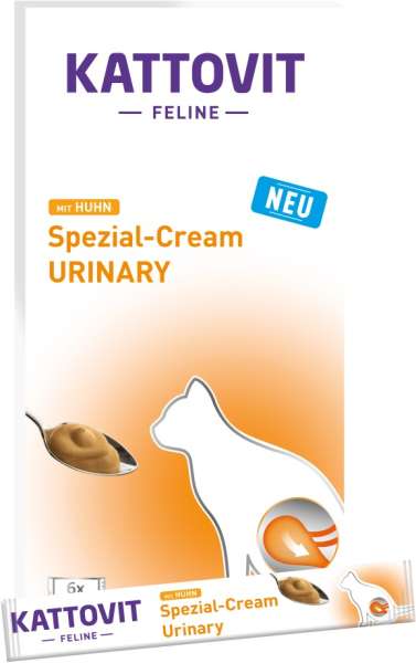 Kattovit Feline Urinary Spezial Cream | mit Huhn | 6x 15g Katzensnack