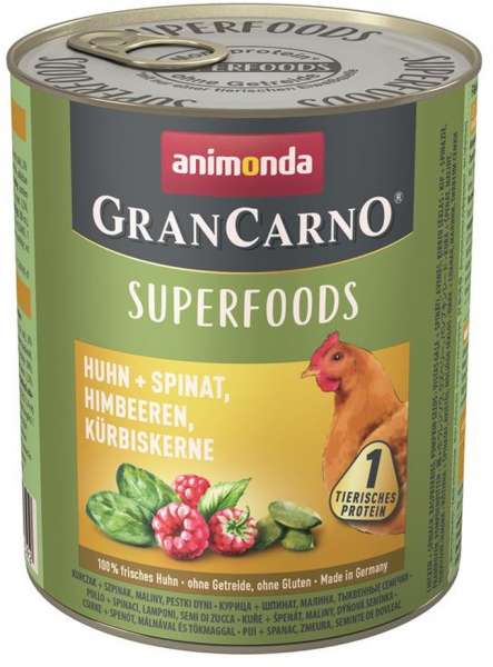 Animonda GranCarno Superfoods | Nassfutter | mit Huhn | 6 Dosen Hundefutter