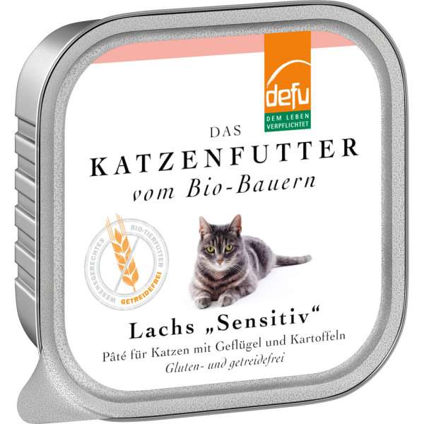Defu Adult-Cat Paté | mit Lachs | 6x100g Gluten &amp; Getreidefreies Bio Katzenfutter