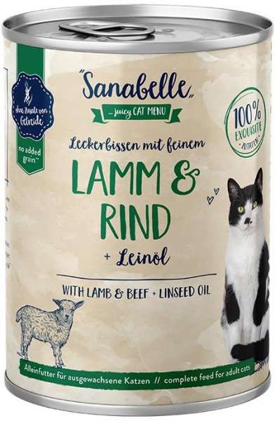 Sanabelle Schlemmertopf | mit Lamm &amp; Rind | 6 Dosen Katzenfutter