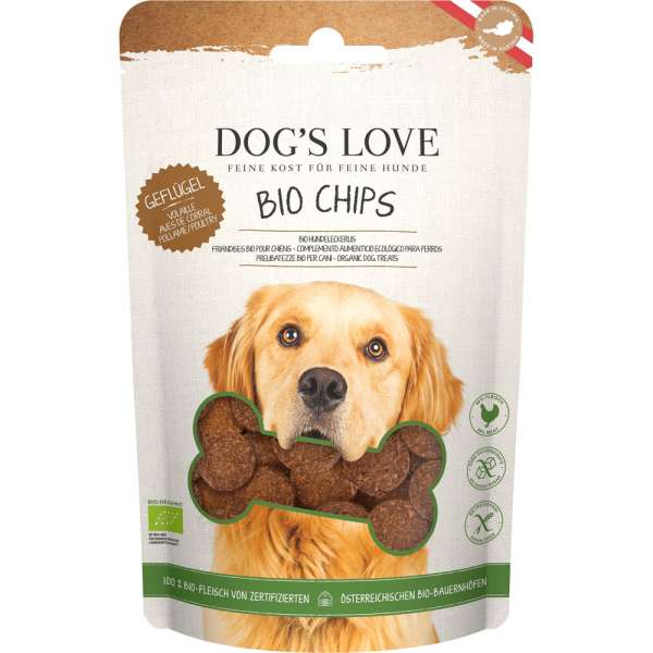 Dogs Love Chips | mit Bio Geflügel | 150g getreidefreie Hundesnacks