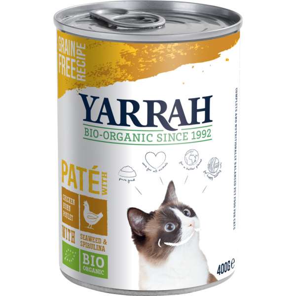 Yarrah Paté | mit Huhn | 6x400g gluten- und getreidefreies BIO Katzenfutter