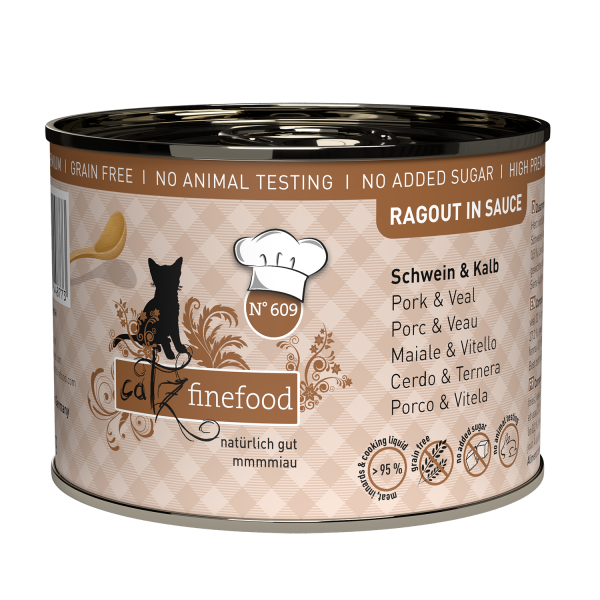 catz finefood RAGOUT N° 609 | mit Schwein &amp; Kalb | 6x 190 g Katzenfutter