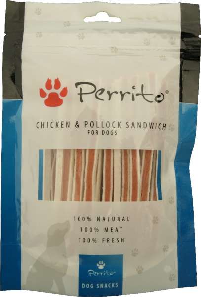 Perrito Hundesnack, Chicken & Pollock Sandwich, 100g