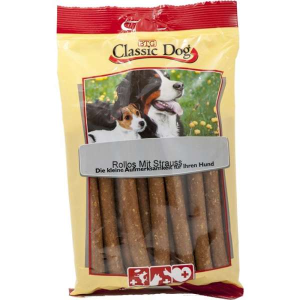 Classic Dog Rollos | Strauß | 20 Stück | 200g Hundesnack