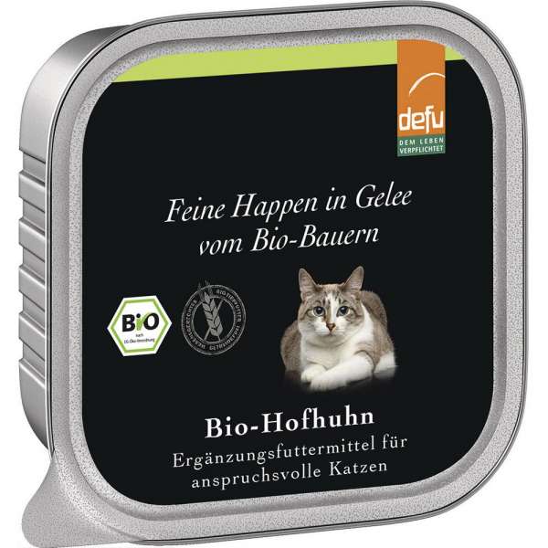Defu Ergänzungsfutter | mit Hofhuhn in Gelee | 6x100g Bio Katzenfutter