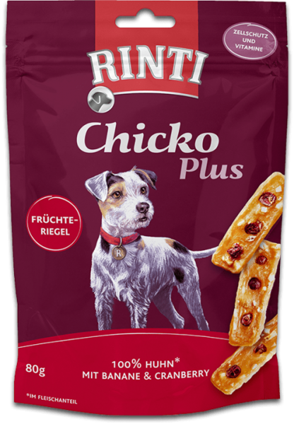 Rinti Chicko Plus Früchteriegel | Huhn | Hundesnacks 80g