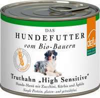 Defu HIGH SENSITIV | mit Truthahn, Zucchini, Kürbis &amp; Äpfel | Gluten&amp;Getreidefreies Bio Hundefutter