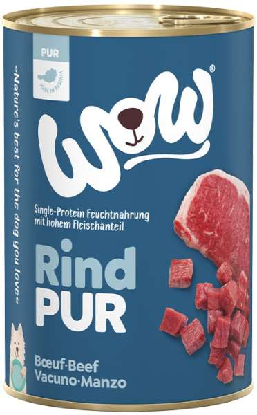 WOW PUR | Single Protein | mit Rind | 6x 400g Hundefutter