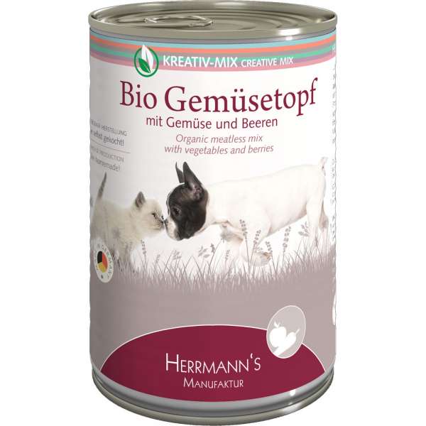 Herrmanns Kreativ Mix | Vegetarisch | Bio Gemüsetopf | Hunde- &amp; Katzen Ergänzungsfutter