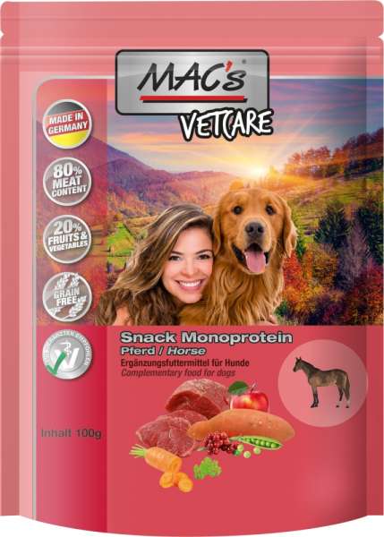 MACs VETCARE MONO Snacks | mit Pferd | 100g Hundesnacks