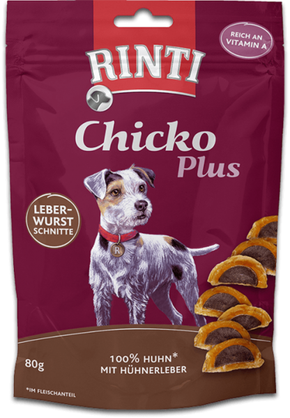 Rinti Extra Chicko Plus | Leberwurstschnitten | 6x80g Hundesnack