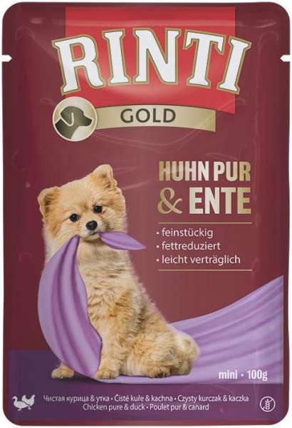 Rinti Gold | mit Huhn Pur &amp; Ente | 10x100g Hundefutter