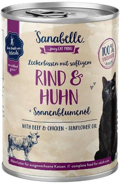 Sanabelle Schlemmertopf | mit Rind &amp; Huhn | 6 Dosen Katzenfutter