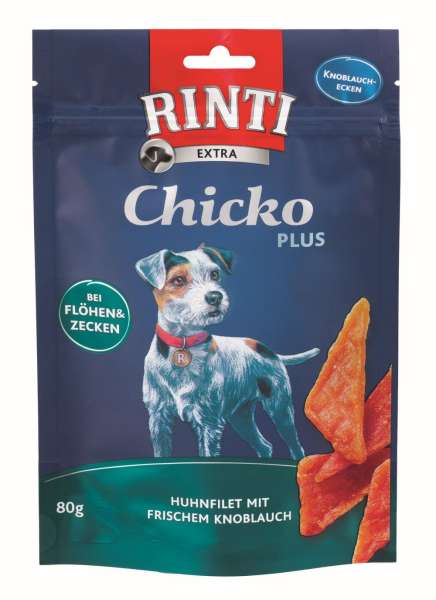 Rinti Chicko Plus Knoblauchecken | mit Huhn | 80g Hundesnack
