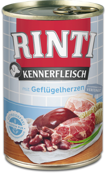 Rinti Kennerfleisch | mit Geflügelherzen | Hundefutter