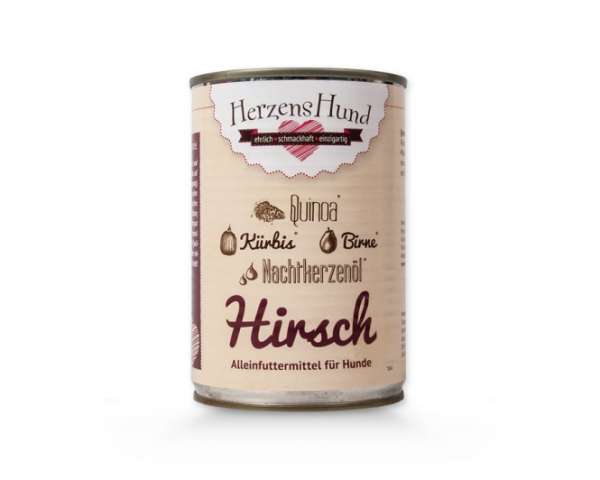 Herzens-Hund Hirsch | mit Kürbis, Birne &amp; Quinoa | Glutenfrei