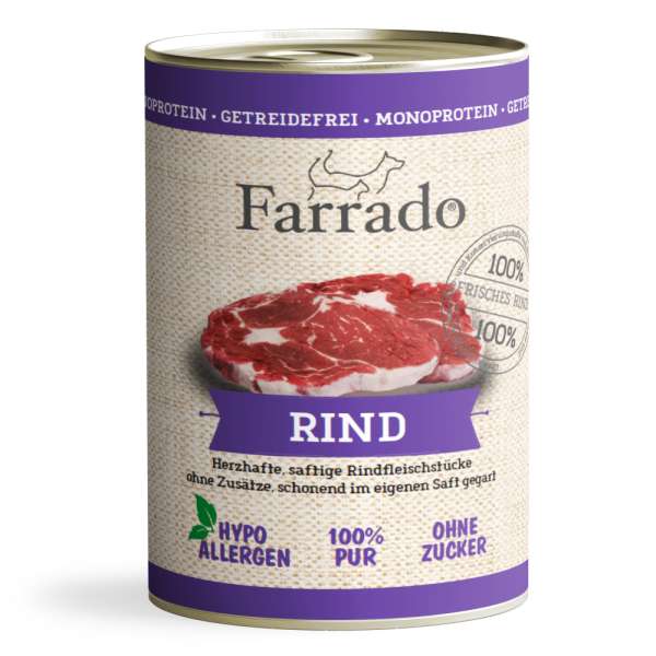 Farrado Rind PUR | ganze Stücke | 6x 400gD getreidefreies Hundefutter