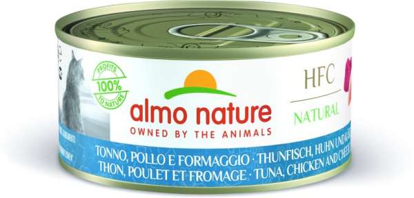 Almo Nature Cat | mit Thunfisch, Huhn &amp; Käse | 6x 150 g Katzenfutter