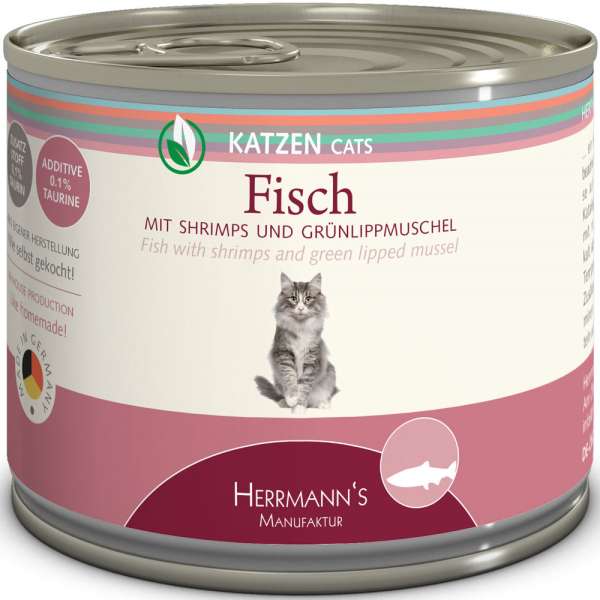 Hermanns Bio Menü | mit Fisch, Schrimps &amp; Grünlippmuschel | Katzenfutter