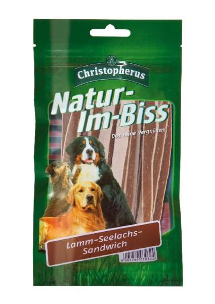 Christopherus Natur-im-Biss | Lamm-Seelachs-Sandwich | 70g Hundesnack