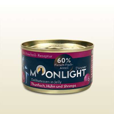 Moonlight Dinner, Fleischmahlzeit Nr 6, Thunfisch, Huhn &amp; Shrimps, 6x80g