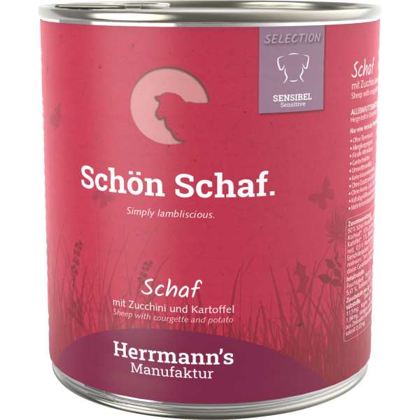 Herrmanns Select Sensible | mit Schaf, Zucchini &amp; Kartoffeln | 6x 800 g Glutenfreies Hundefutter