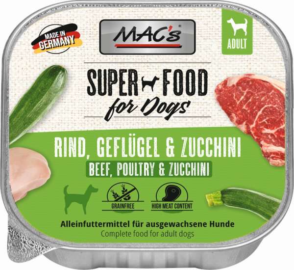 MACs Dog | mit Rind, Geflügel &amp; Zucchini | 11x 150g Schälchen