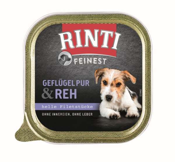 Rinti Feinest | Geflügel Pur &amp; Reh | 11x150g Hundefutter