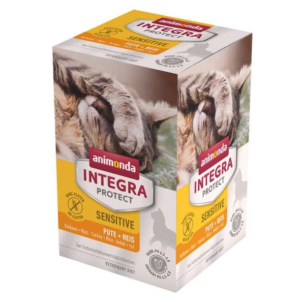 Animonda Integra Protect Cat Sensitive | mit Pute &amp; Reis | 16 Schalen Katzenfutter
