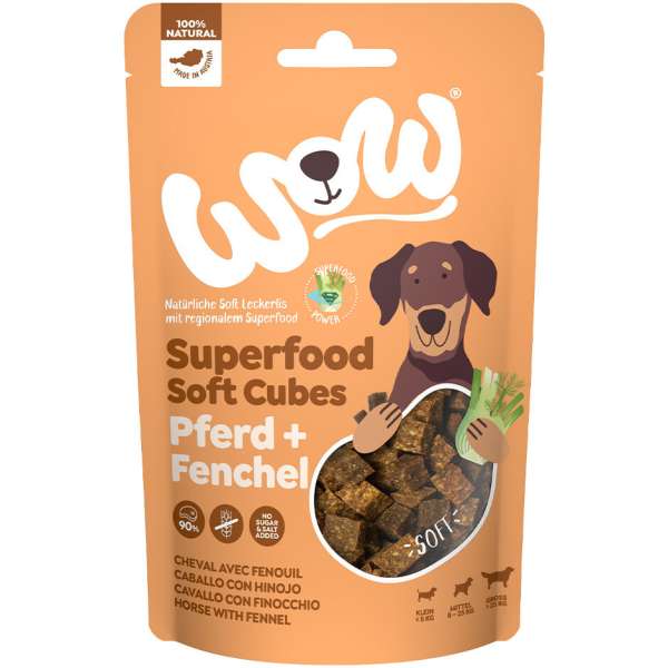 WOW Superfood Soft Cubes | mit Pferd &amp; Fenchel | 150g Hundesnacks