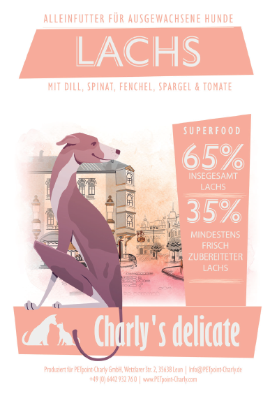 charlys delicate Superfood | mit Lachs, Dill &amp; Spinat | getreidefreies Hundefutter