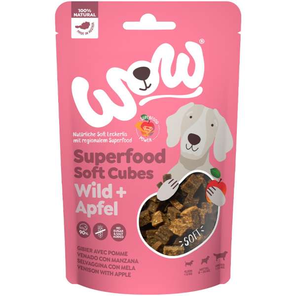 WOW Superfood Soft Cubes | mit Wild &amp; Apfel | 150g Hundesnacks
