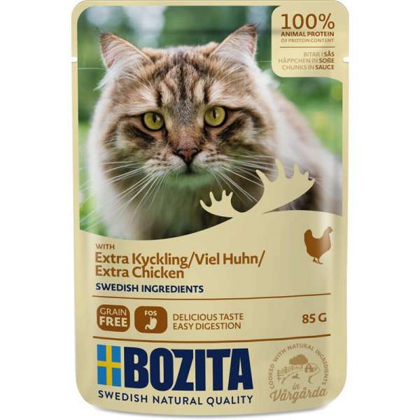 Bozita Cat | Häppchen in Soße mit viel Hühnchen | 6x 85g Pouch