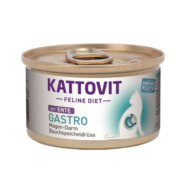 Kattovit Feline Diet Gastro | Ente | Magen-Darm/Bauchspeicheldrüse (i-Rezeptur) | 12x85g Katzenfutte