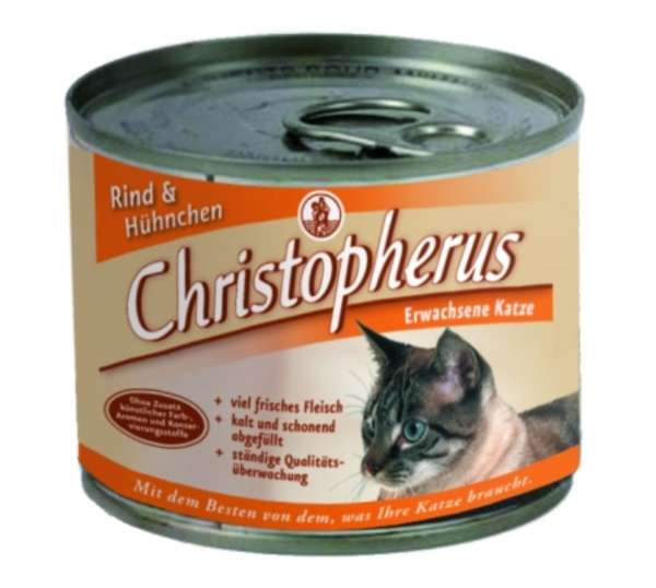 Christopherus Erwachsene Katze, mit Rind &amp; Hühnchen, 6x200g