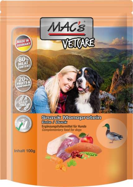 MACs VETCARE MONO Snacks | mit Ente | 100g Hundesnacks