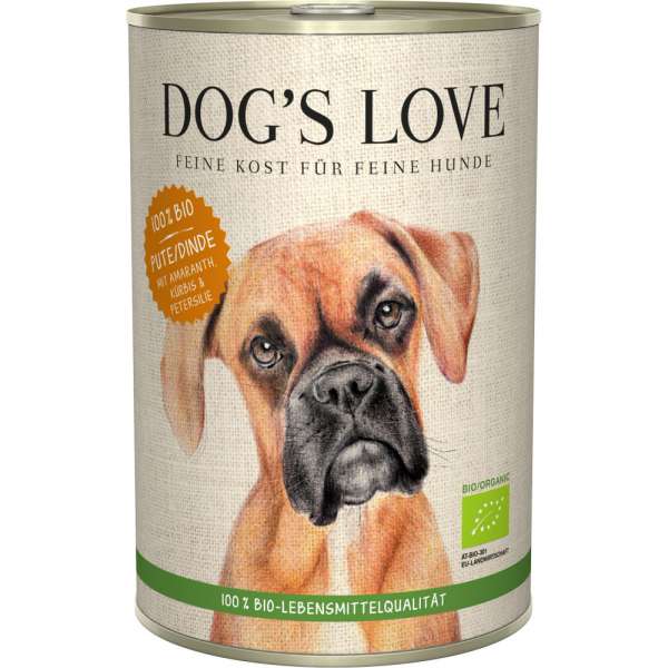 Dogs Love Bio Menü | mit Bio-Pute, Amaranth, Kürbis &amp; Petersilie | glutenfrei | 6x Hundefutter