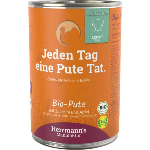 Herrmanns Select Leichte Kost | mit Bio Pute, Apfel &amp; Zucchini | Glutenfreies Hundefutter