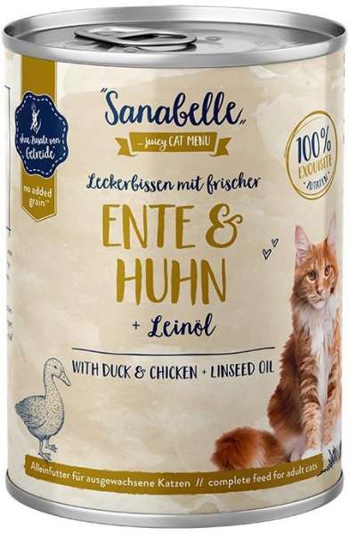 Sanabelle Schlemmertopf | mit Ente &amp; Huhn | 6 Dosen Katzenfutter