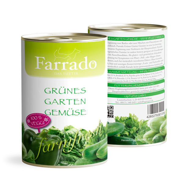 Farrado Grünes Gartengemüse | 6x 400gD veganes Hundefutter